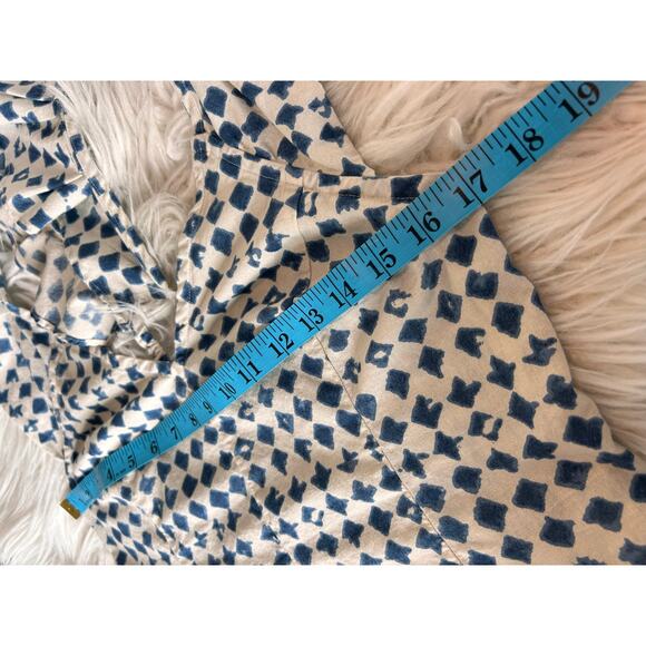 Madewell Women's‎ Shibori Print Cotton V-Back Cropped Top White Blue Size 10 - Picture 12 of 13